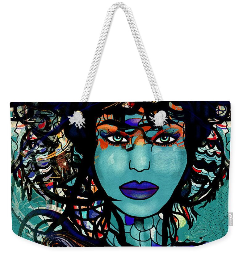 Natalie Holland Art Weekender Tote Bag featuring the mixed media The Sea Goddess by Natalie Holland