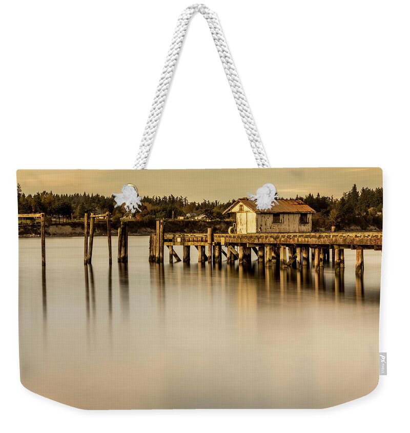 Dock Weekender Tote Bag featuring the photograph Fishermen Fuel Dock by Tony Locke