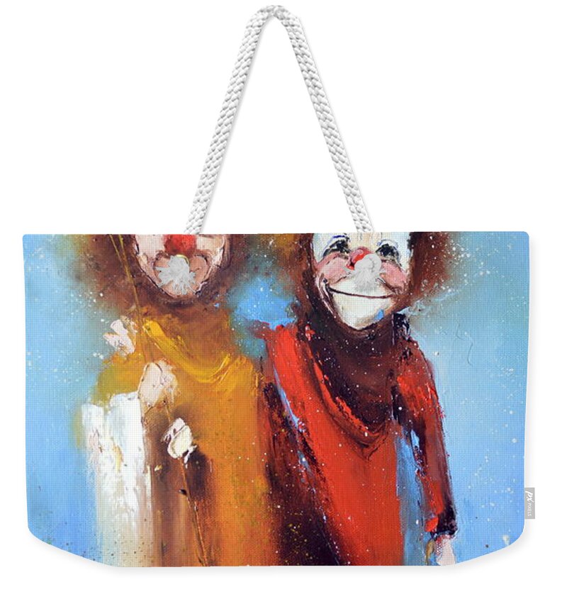 Russian Artists New Wave Weekender Tote Bag featuring the painting Fishermen by Igor Medvedev