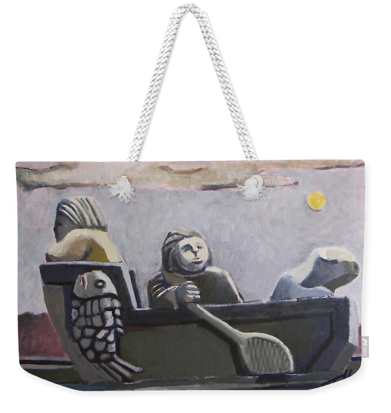 Abstract Weekender Tote Bag featuring the painting Fishers by Thomas Tribby