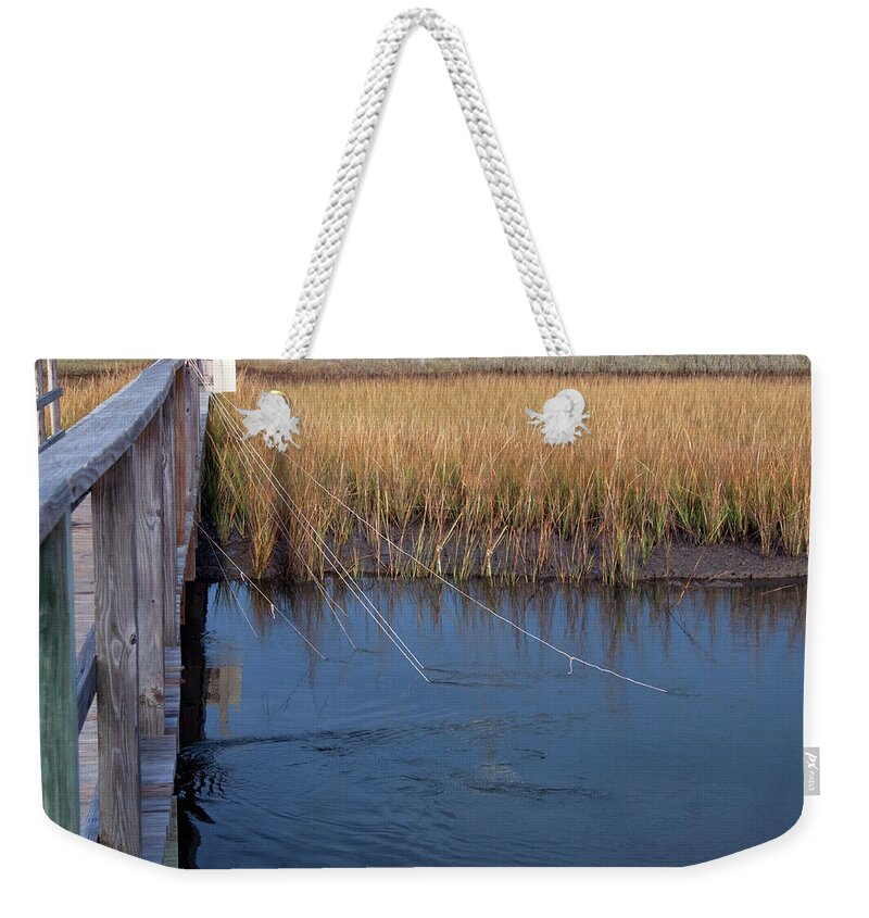 Charleston Weekender Tote Bag featuring the photograph Fishin' Lines by Kay Lovingood
