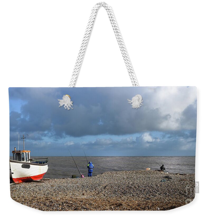 Boat Weekender Tote Bag featuring the photograph Fishing at Dungeness Beach by Perry Rodriguez