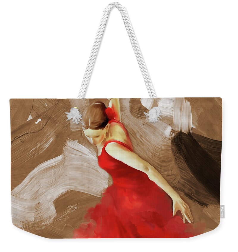 Flamenco Weekender Tote Bag featuring the painting Flamenco dance women 02 by Gull G