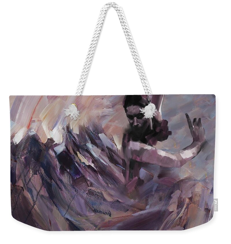 Jazz Weekender Tote Bag featuring the painting Flamenco dancer art 45 by Gull G