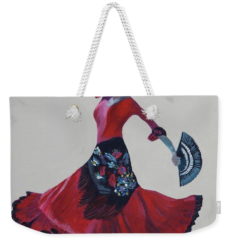 Flamenco Weekender Tote Bag featuring the painting Flamenco by Mike Jenkins