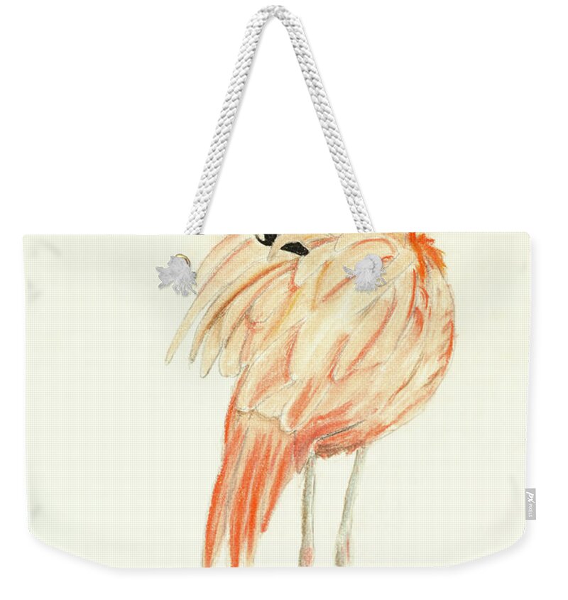 Flamingo Weekender Tote Bag featuring the painting Flamingo by Laurel Best