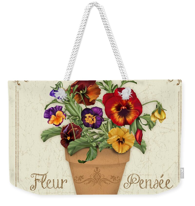 Digital Painting Weekender Tote Bag featuring the painting Fleur Pensee-JP3024 by Jean Plout