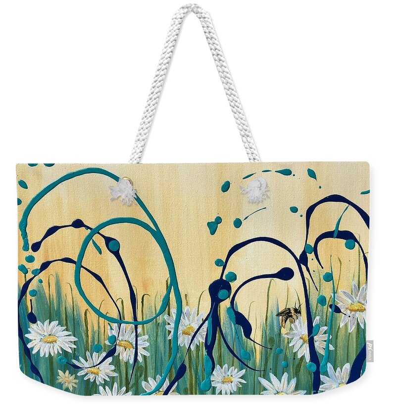 Summer Weekender Tote Bag featuring the painting Flight of the Bumblebee by Monika Shepherdson