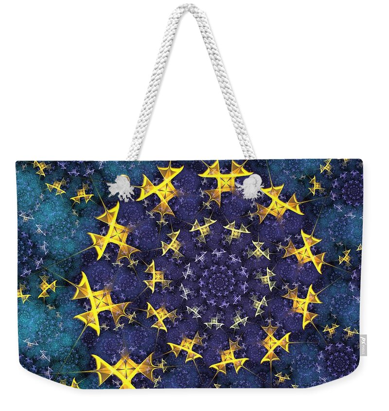 Fractal Weekender Tote Bag featuring the photograph Flight of the Golden Star Birds by Amorina Ashton