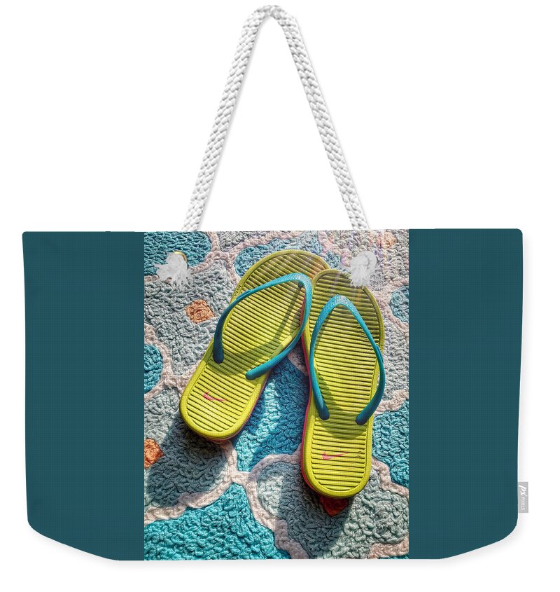 Barefoot Weekender Tote Bag featuring the photograph Flip Flops by Jill Love