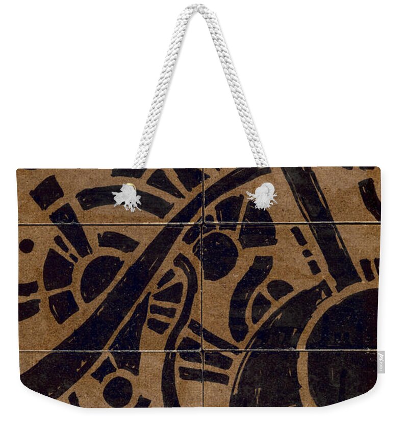 Pattern Weekender Tote Bag featuring the drawing Flipside 1 Panel B by Joseph A Langley