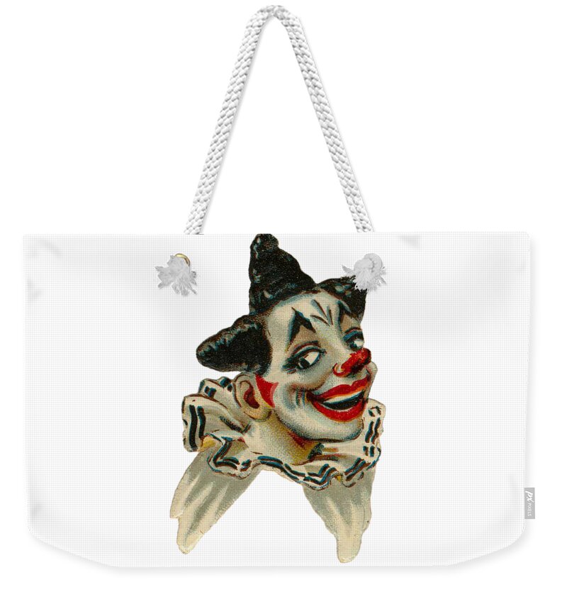 Vintage Clown Weekender Tote Bag featuring the digital art Flirty by Kim Kent