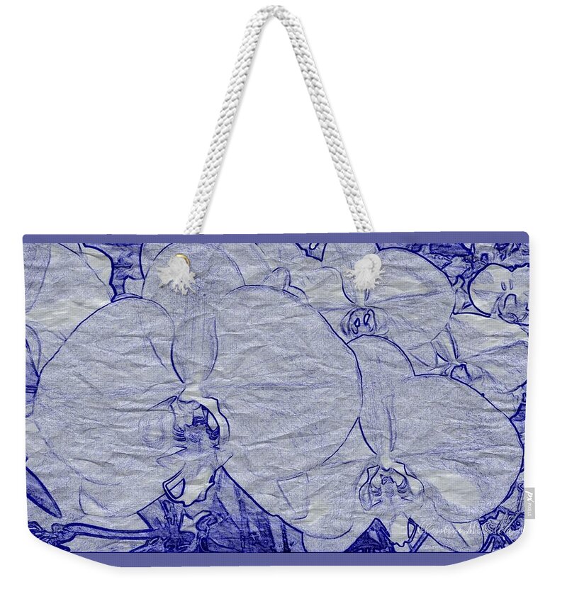 Orchids Weekender Tote Bag featuring the digital art Floral Blue Orchids 9 by Christine McCole