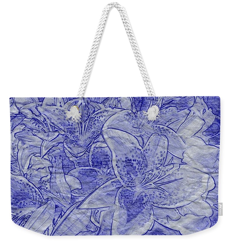 Stargazer Lillies Weekender Tote Bag featuring the photograph Floral Blues Stargazer Lillies 10 by Christine McCole