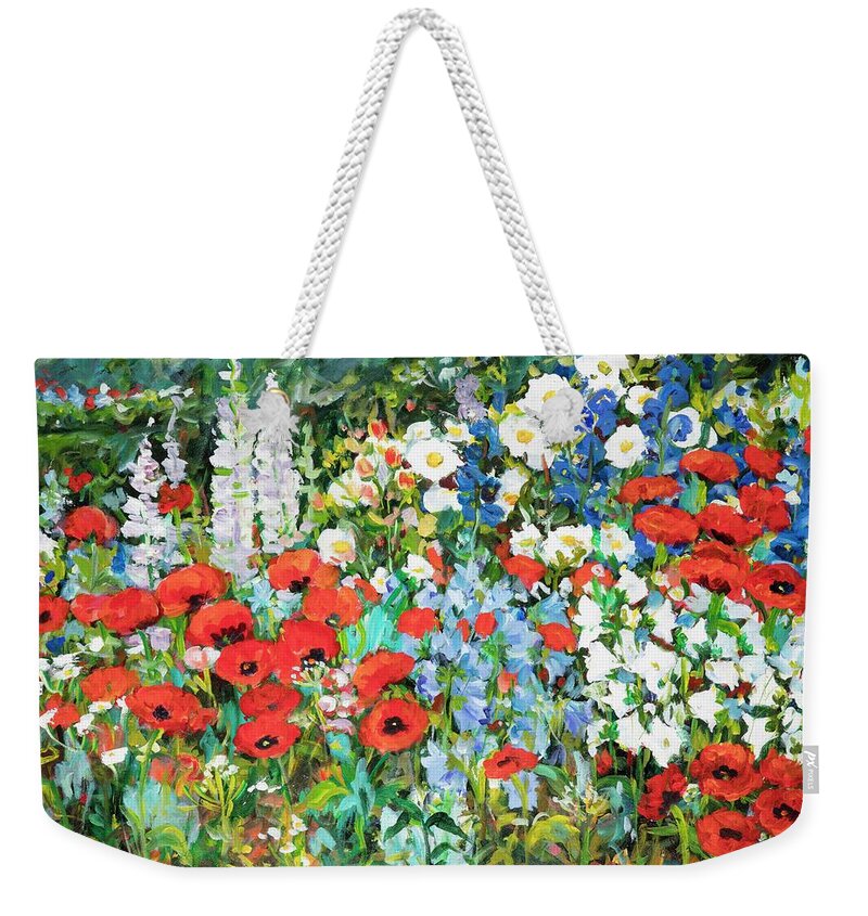 Flowers Weekender Tote Bag featuring the painting Floral Garden with Poppies by Ingrid Dohm