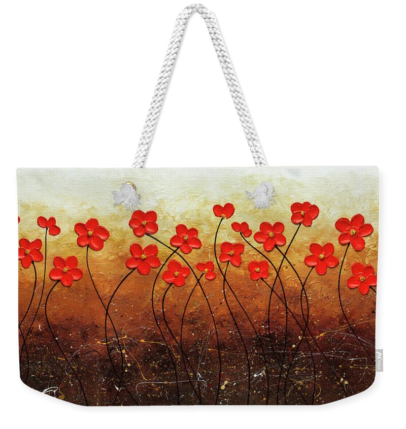 Flower Weekender Tote Bag featuring the painting Flores de mi Jardin by Carmen Guedez