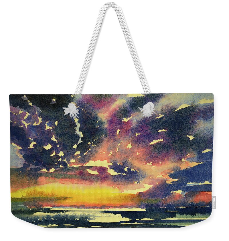 Sky Prints Weekender Tote Bag featuring the painting Lightening Flash by Julianne Felton