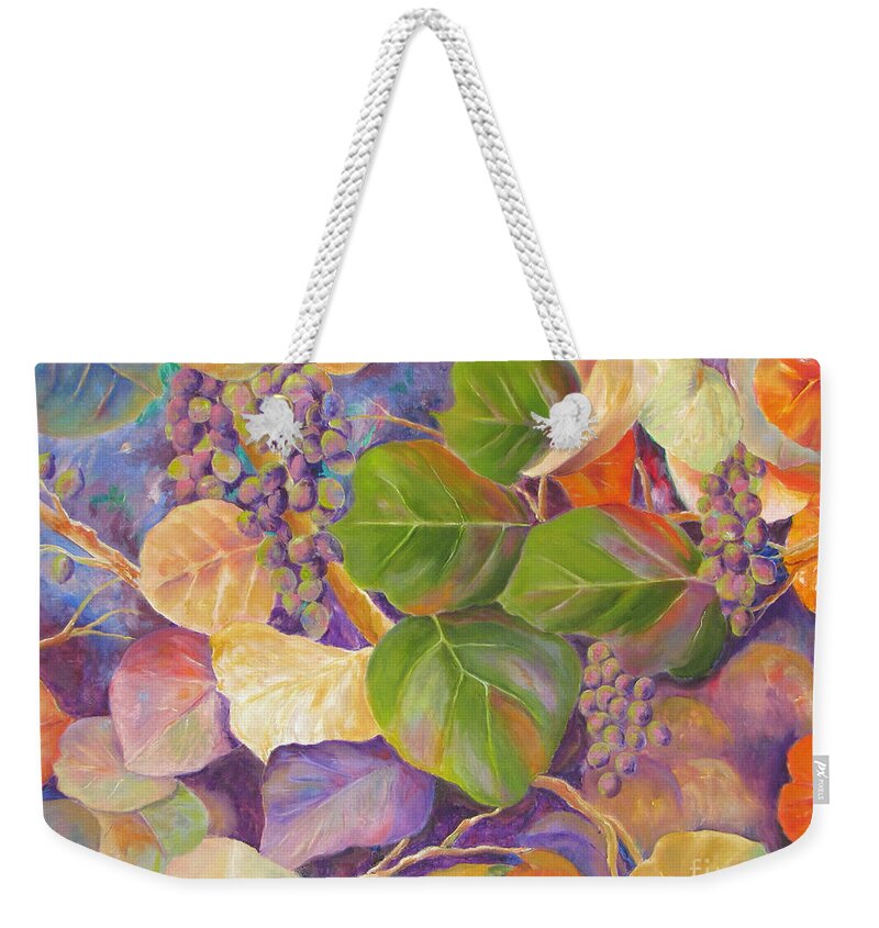 Florida Weekender Tote Bag featuring the painting Florida Sea Grape Tree by Lisa Boyd