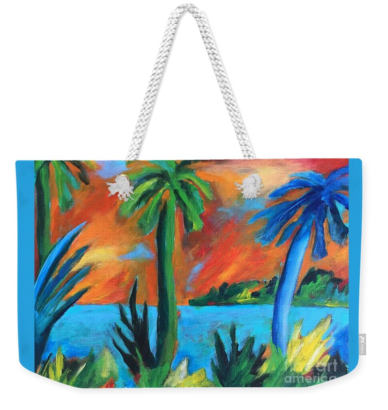 Florida Weekender Tote Bag featuring the painting Florida Sunset by Elizabeth Fontaine-Barr
