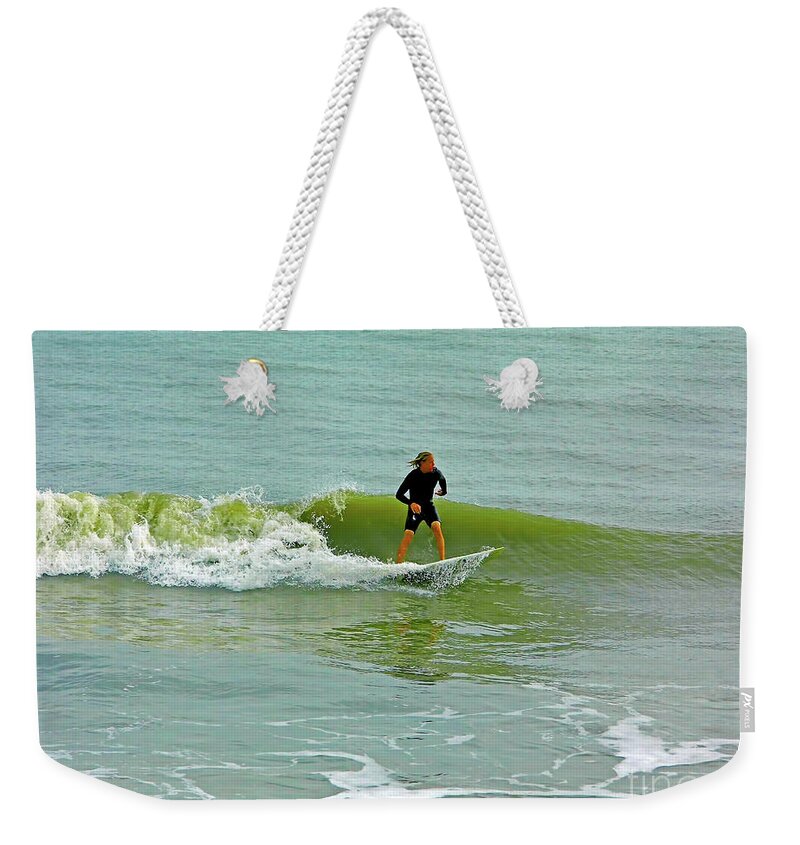 Wabasso Weekender Tote Bag featuring the photograph Florida Surfer by D Hackett