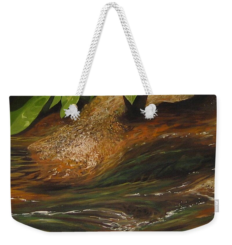 Colorado Mountain Stream Weekender Tote Bag featuring the painting Flow by Hunter Jay