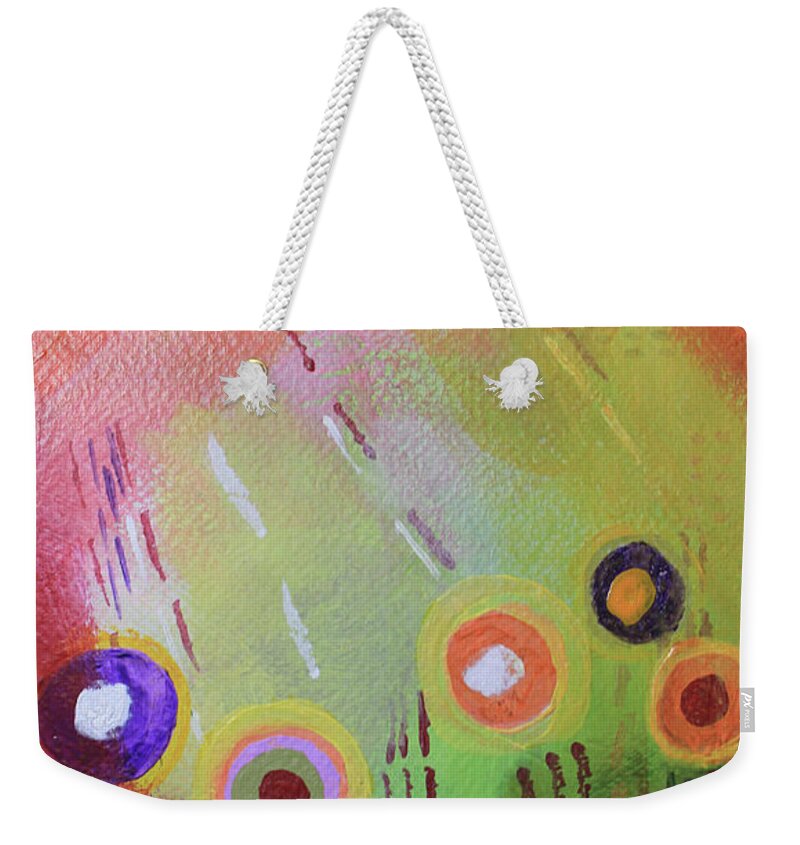 Flower Weekender Tote Bag featuring the mixed media Flower 1 Abstract by April Burton