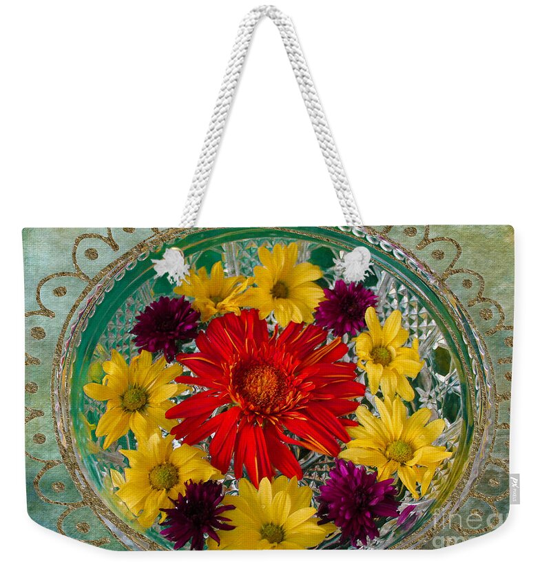 Flowers Weekender Tote Bag featuring the photograph Flower Bowl Beckoning by Nina Silver