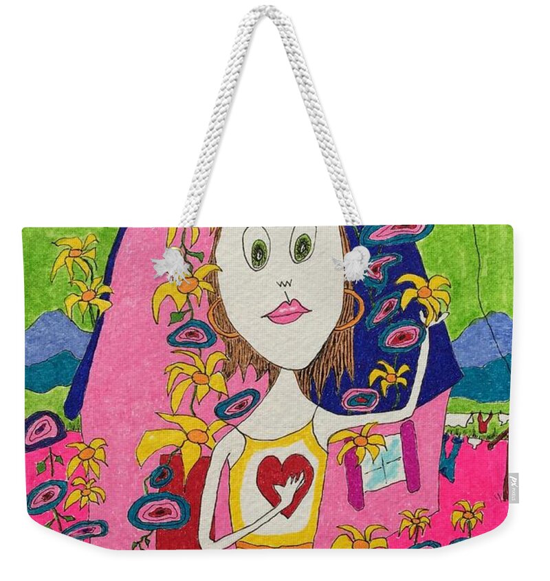  Weekender Tote Bag featuring the painting Flower Child by Lew Hagood