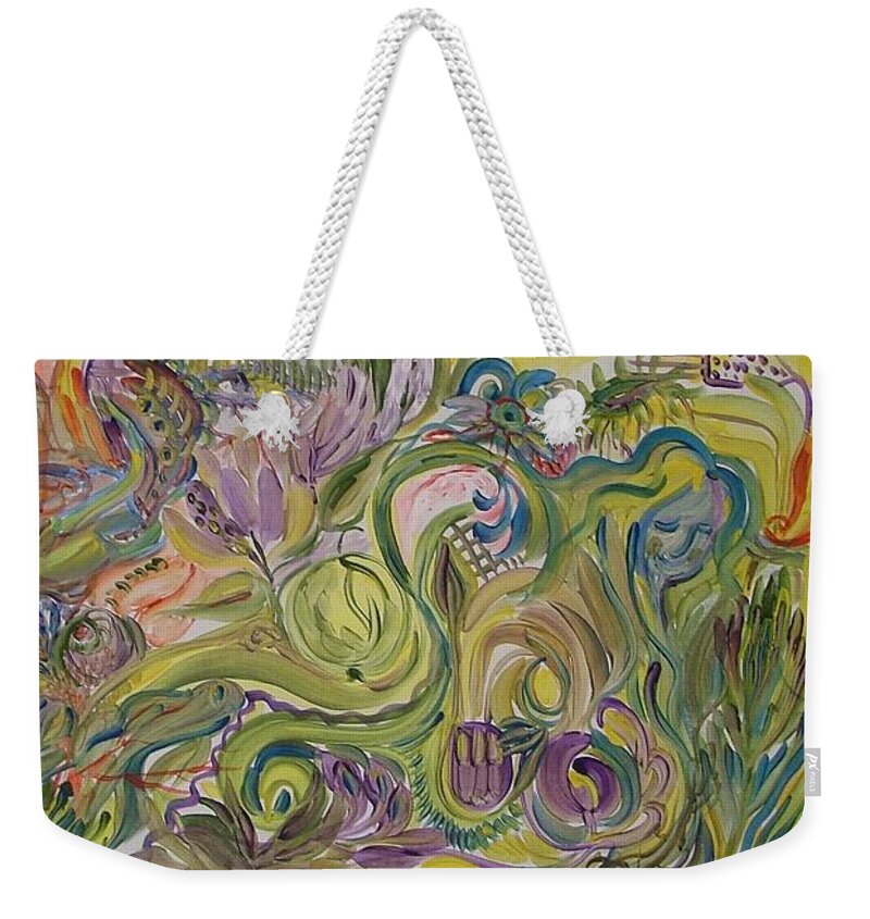 Abstract Weekender Tote Bag featuring the painting Flower Composition by Rita Fetisov