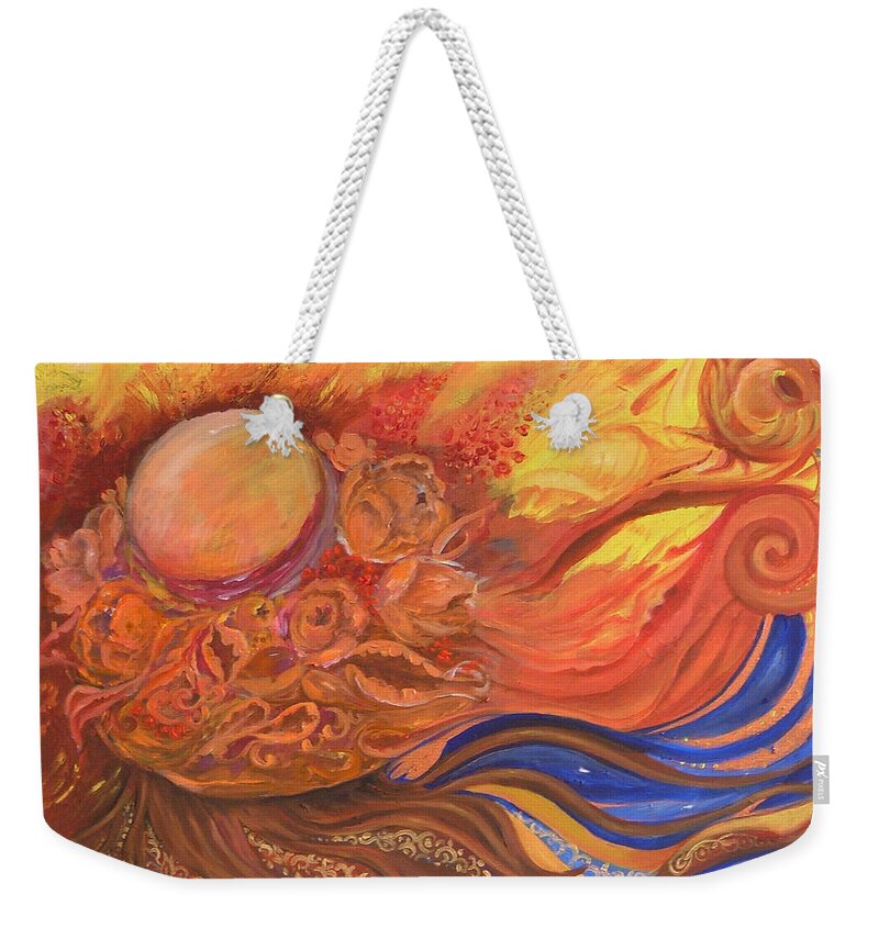 Abstract Weekender Tote Bag featuring the painting Flower Dream by Rita Fetisov
