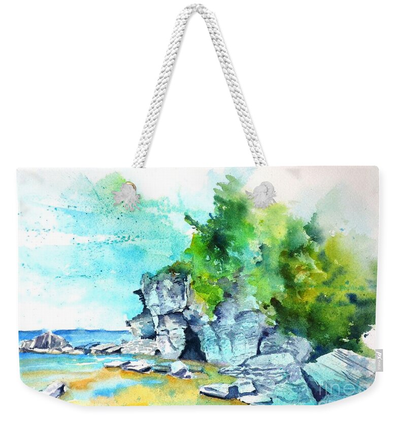 Nature Weekender Tote Bag featuring the painting Flower Pot Island by Betty M M Wong