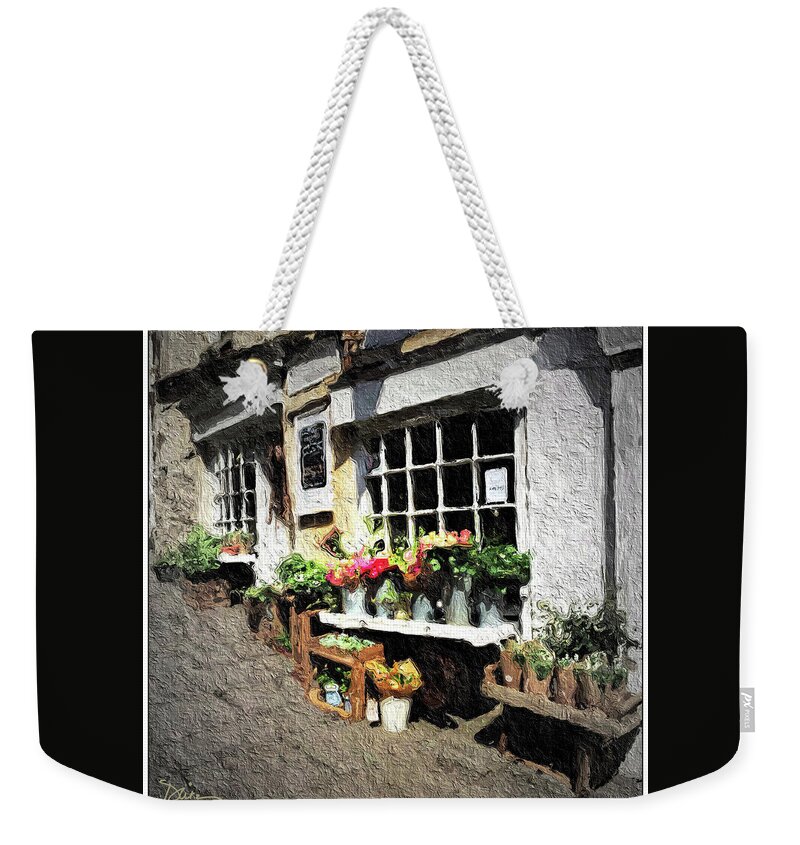 Bath Weekender Tote Bag featuring the photograph Flower Shop In Bath England by Peggy Dietz