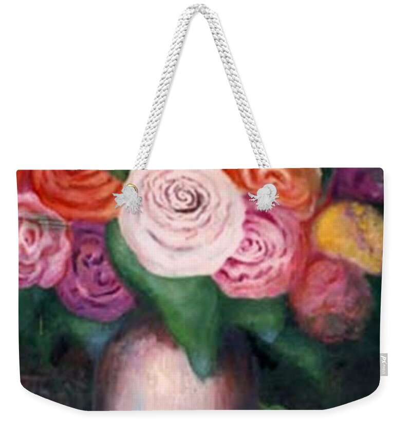 Flowers Weekender Tote Bag featuring the painting Flower Spirals by Jordana Sands