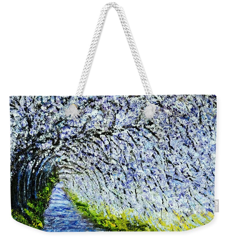 Impressionist Weekender Tote Bag featuring the painting Flowering Tree Lane by Terry R MacDonald