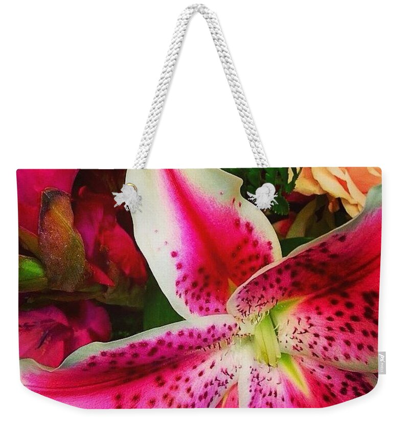 Beautiful Weekender Tote Bag featuring the photograph #flowerpower Sunday Night! #floral by Austin Tuxedo Cat