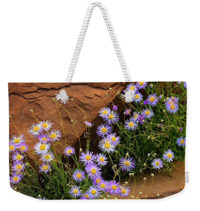 Flowers Weekender Tote Bag featuring the photograph Flowers in the Rocks by Darren White