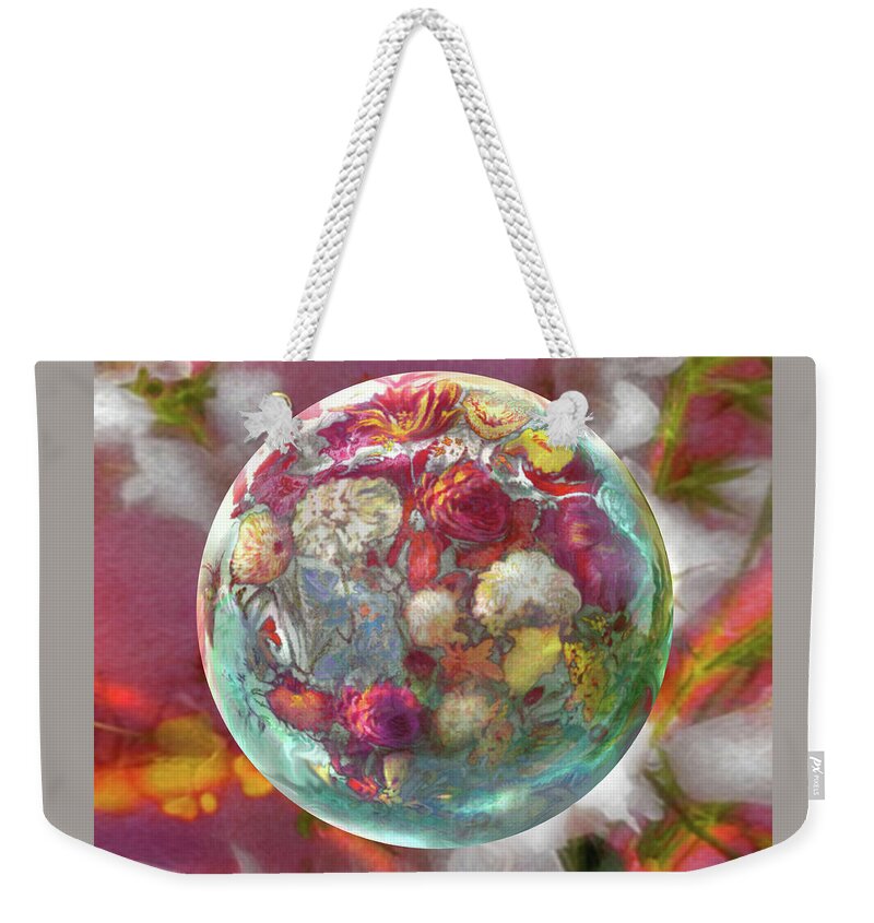 Flowers Weekender Tote Bag featuring the digital art Fluorescent Dream Orb by Robin Moline