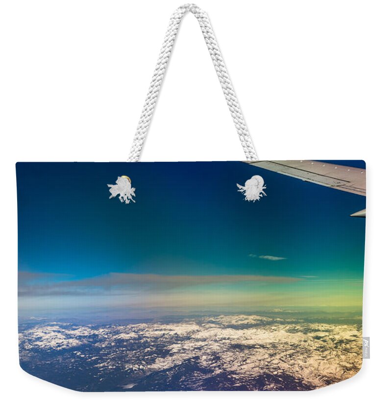 Airplane Weekender Tote Bag featuring the photograph Flying High by Marnie Patchett