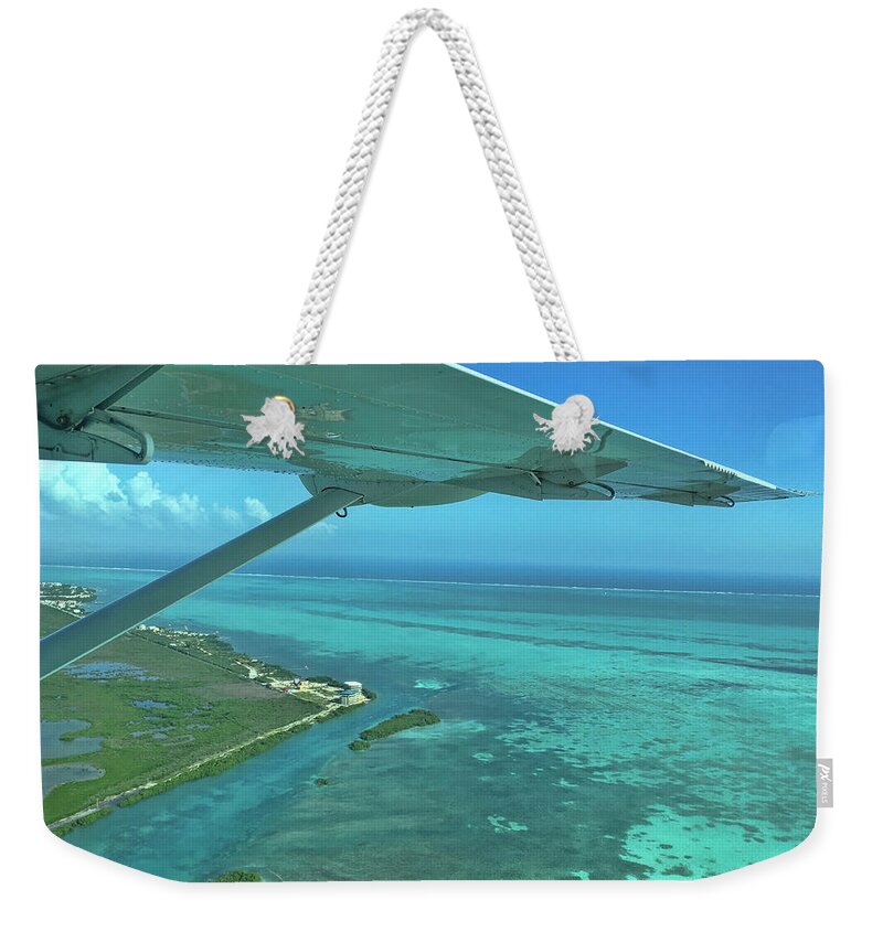 Belize Weekender Tote Bag featuring the photograph Flying into Ambergris Caye, Belize by Waterdancer