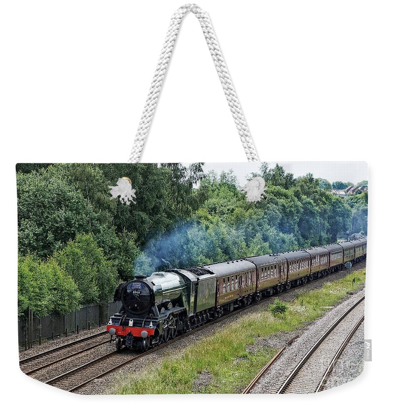 Steam Weekender Tote Bag featuring the photograph Flying Scotsman Approaching Chesterfield by David Birchall