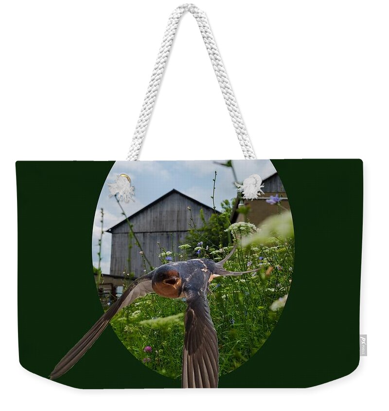 Barn Weekender Tote Bag featuring the photograph Flying Through The Farm by Holden The Moment