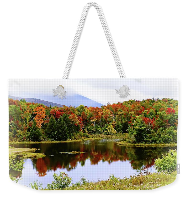 United States Weekender Tote Bag featuring the photograph Foggy Fall Day in Vermont by Joseph Hendrix