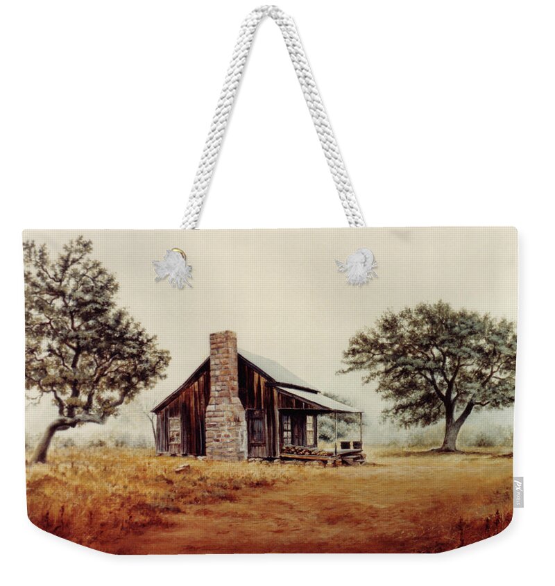 Hunting Weekender Tote Bag featuring the painting Foggy Morning by Randy Welborn