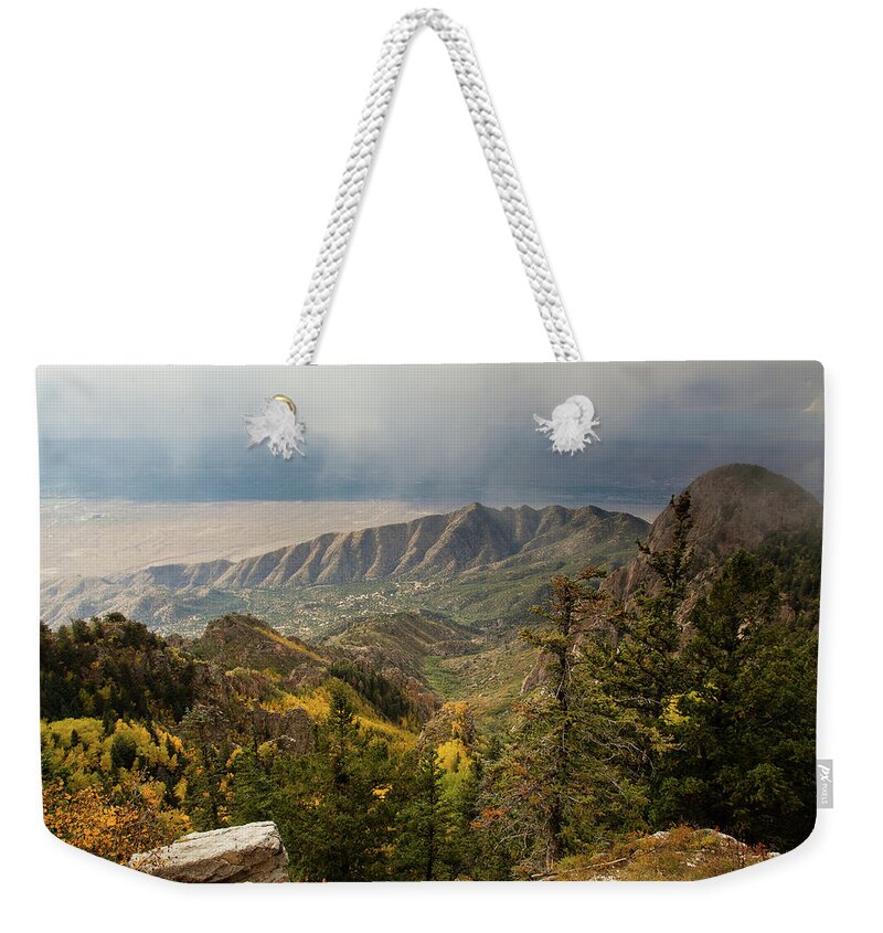 Fall Weekender Tote Bag featuring the photograph Foggy Mountain View by Alan Vance Ley