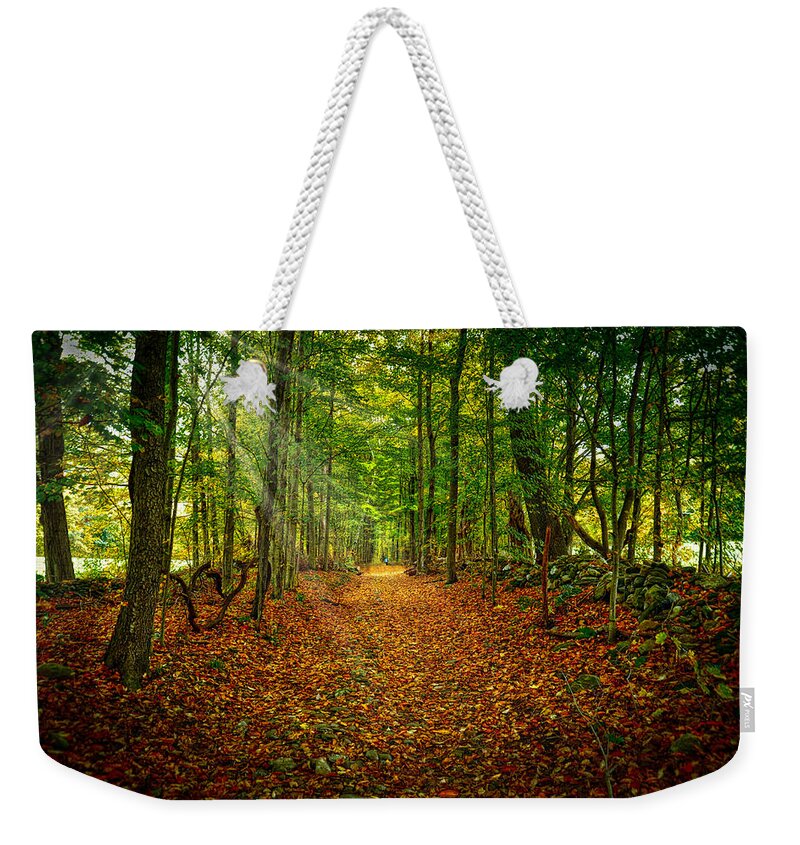 Greylock Mountain Weekender Tote Bag featuring the photograph Follow the Yellow Leaf Road by Richard Gehlbach