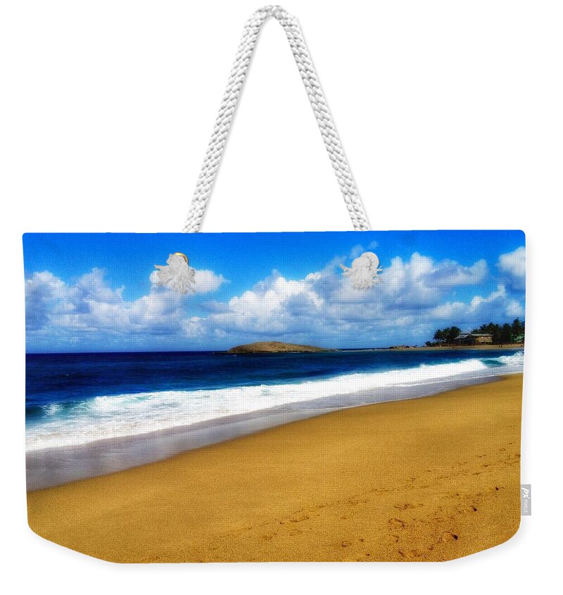 Beach Weekender Tote Bag featuring the photograph Foot Prints by Joseph Caban