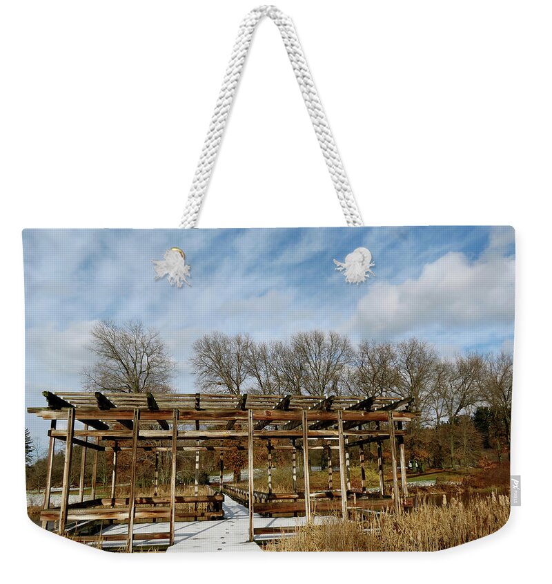 Sky Weekender Tote Bag featuring the photograph Footprints in the Snow by Azthet Photography