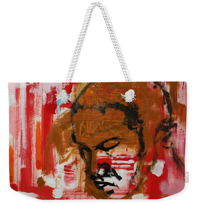 Expressive Weekender Tote Bag featuring the painting Force-pression by Aort Reed