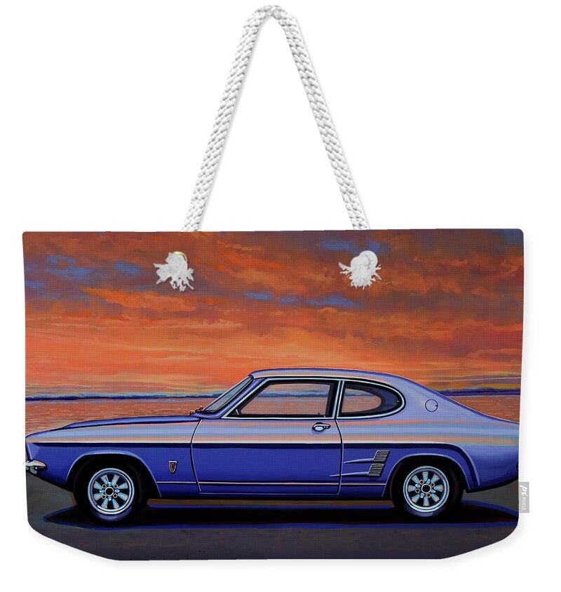 Ford Capri Weekender Tote Bag featuring the painting Ford Capri 1969 Painting by Paul Meijering