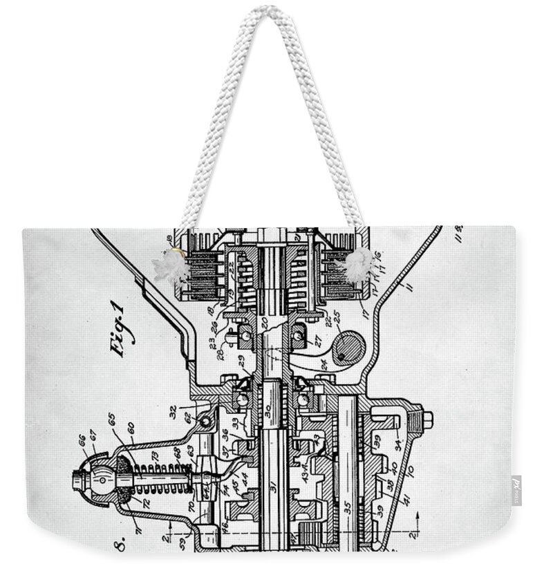 Ford Engine Patent Weekender Tote Bag featuring the digital art Ford Engine Patent by Hoolst Design